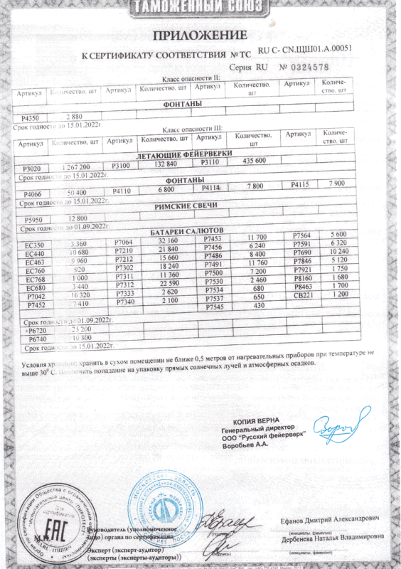 Сертификат соответствия № 0324578  - Дальнереченск | dalnerechensk.salutsklad.ru 